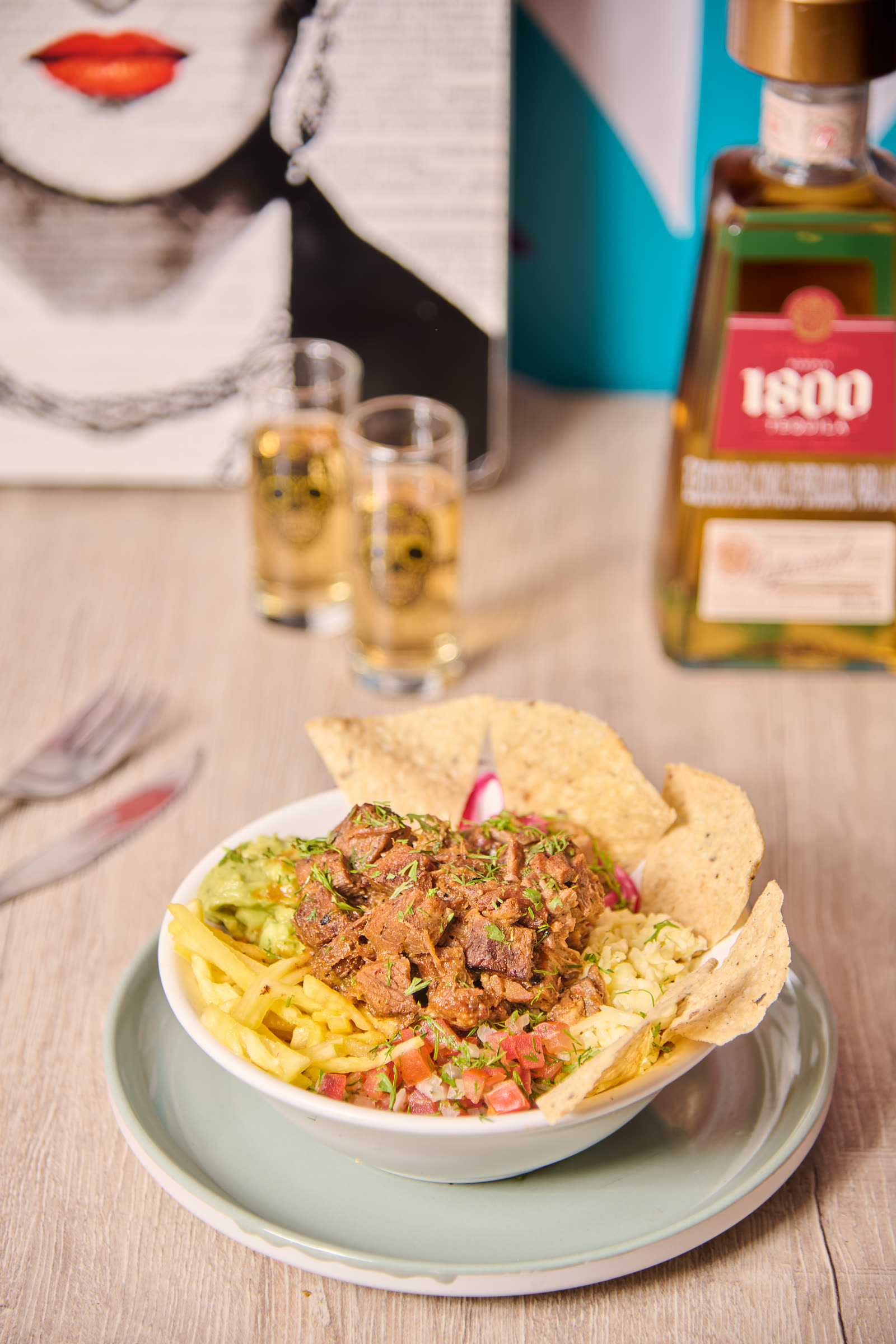 Texan bowl with 1800 tequila at Amor al Taco Bogotá