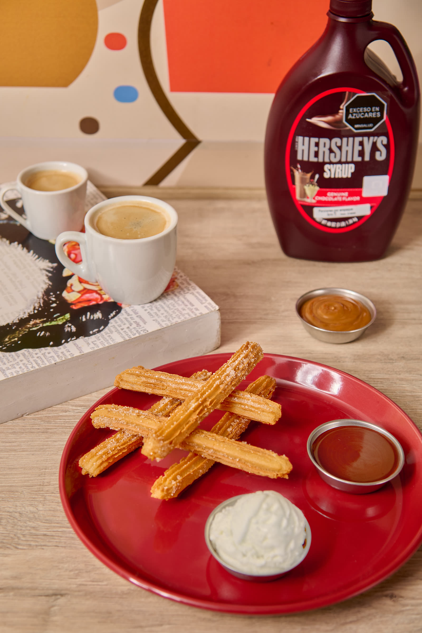 Mexican churros with dulce de leche and chocolate at Amor al Taco